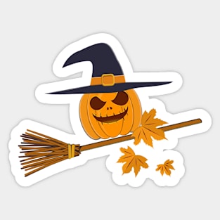 Halloween Autumn leaves Pumpkin Hocus Pocus Witch Design Sticker